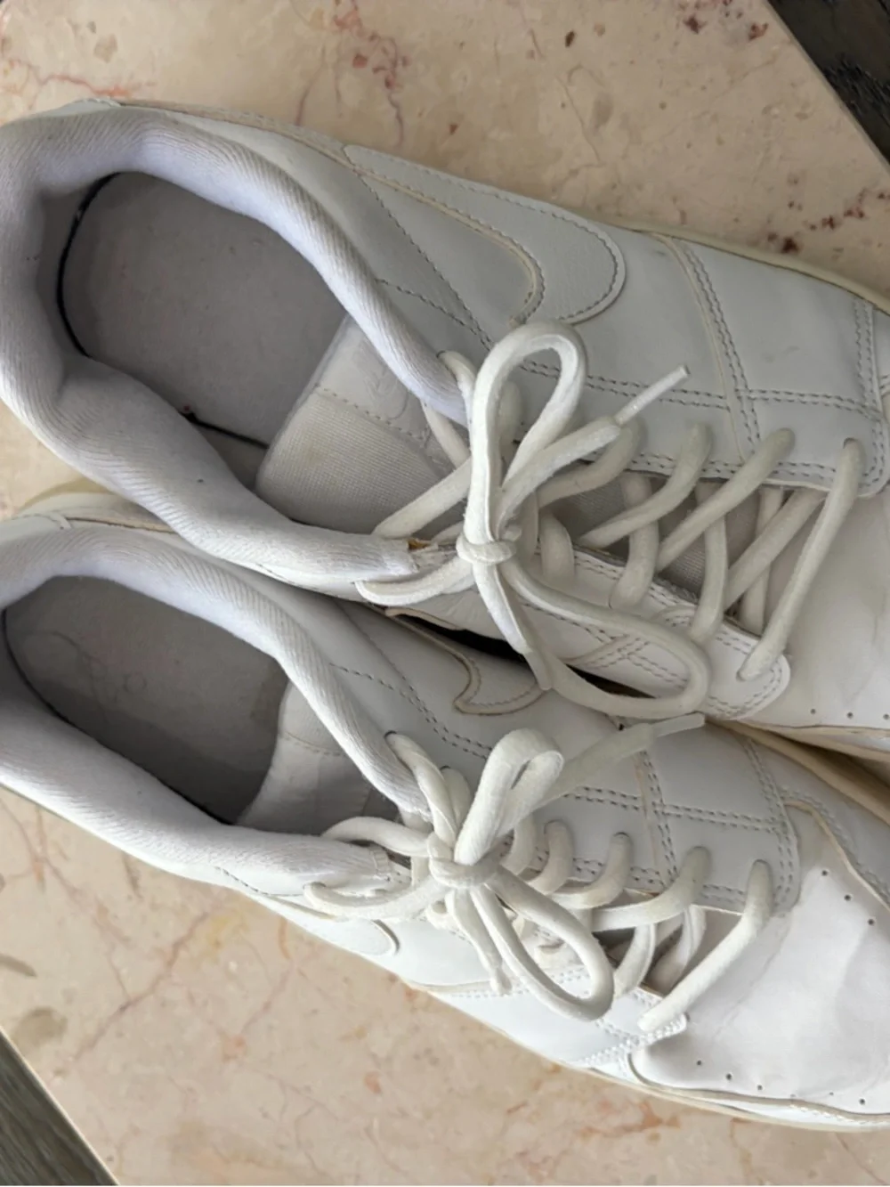 Nike Men’s White Low-Top Leather Sneakers with Cream Sole